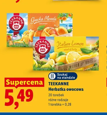 Herbatka owocowa Teekanne Grecka Morela 20-pak promocja w Lidl