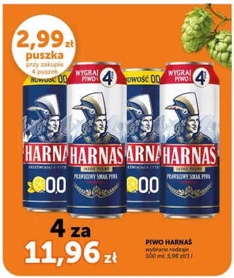 Piwo bezalkoholowe Harnaś Orzeźwiająca Cytryna 0,0 promocja w Euro Sklep
