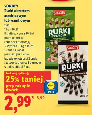 Rurki z kremem arachidowym lub waniliowym promocja w Lidl