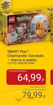 Klocki LEGO Pokémon SMART Play Charmander i Geodude — starcie w jaskini 72157 promocja w Smyk