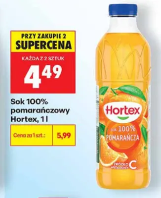 Sok pomarańczowy Hortex 100% promocja w Biedronka