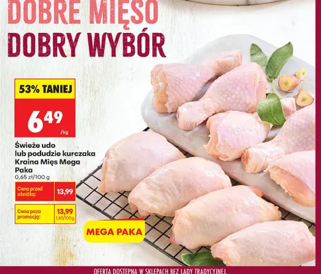 Świeże udo kurczaka Kraina Mięs Mega Paka promocja w Biedronka