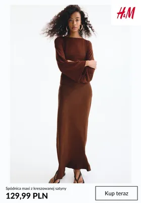 Spódnica maxi z kreszowanej satyny H&M promocja w H&M