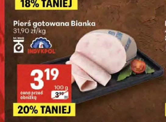 Pierś gotowana Bianka Indykpol promocja w Delikatesy Centrum