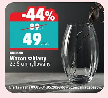 Wazon szklany Krosno 23,5cm ryflowany promocja w Biedronka