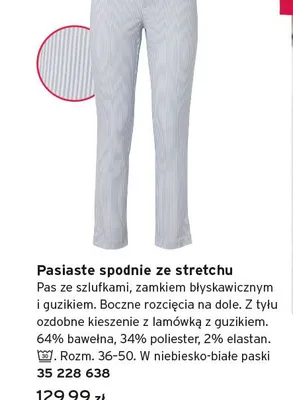Spodnie damskie pasiaste ze stretchu promocja w Tchibo