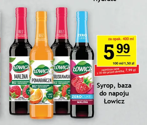 Syrop Łowicz o smaku malinowym promocja w Gram Market
