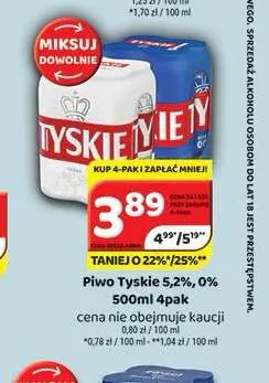 Piwo Tyskie 5,2% 4-pak promocja w Delfin