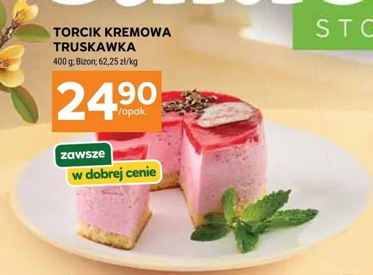 Torcik kremowa truskawka Bizon promocja w Stokrotka
