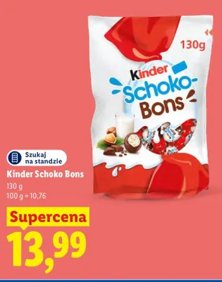 Cukierki czekoladowe Kinder Schoko Bons promocja w Lidl