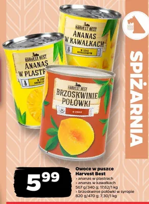 Ananas w plastrach w puszce Harvest Best promocja w Netto