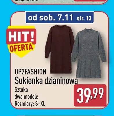 Sukienka dzianinowa UP2FASHION promocja w Aldi
