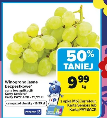 Winogrono jasne bezpestkowe promocja w Carrefour Market