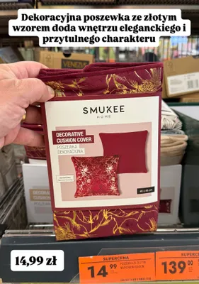 Poszewka dekoracyjna ze złotym nadrukiem Smukee 45x45cm promocja w Biedronka