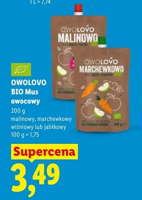 Mus owocowy Owolovo BIO marchewkowy promocja w Lidl