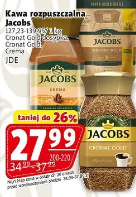 Kawa rozpuszczalna Jacobs Cronat Gold dosypka, Crema promocja w Prim Market
