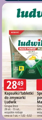 Tabletki do zmywarki Ludwik Maxx Power Plus 55 szt. promocja w Leclerc
