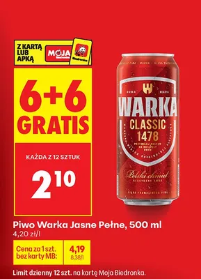 Piwo Warka Classic 1478 Jasne Pełne promocja w Biedronka