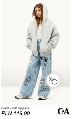 Jeansy Graffiti wide leg C & A promocja w C&A