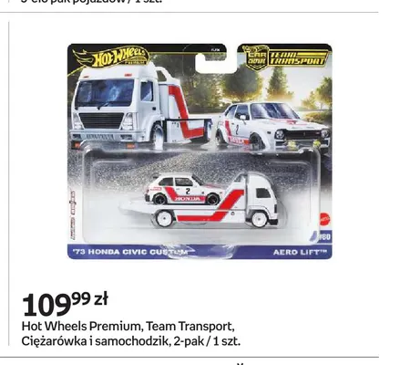 Ciężarówka i samochodzik 2-pak Premium Team Transport Hot Wheels promocja w Empik