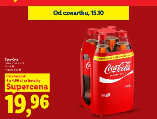 Napój gazowany Coca-Cola 4-pak promocja w Lidl