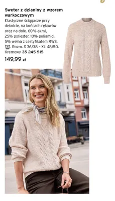 Sweter z dzianiny z wzorem warkoczowym promocja w Tchibo