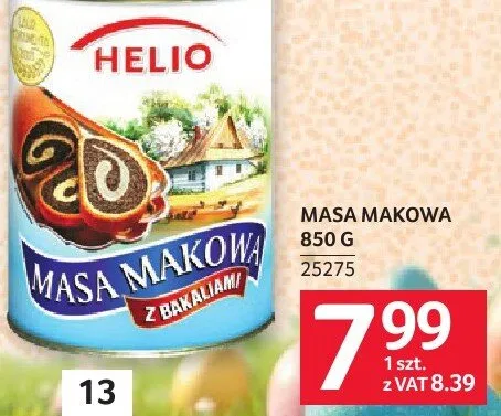 Masa makowa Helio 850 g promocja w Selgros