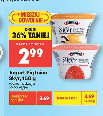 Jogurt Piątnica Skyr z truskawkami promocja w Biedronka