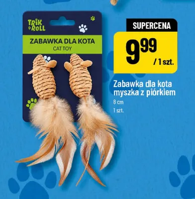 Zabawka dla kota myszka z piórkiem 8 cm Trik & Roll promocja w POLOmarket