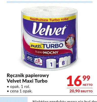 Ręcznik papierowy Velvet Maxi Turbo promocja w Makro
