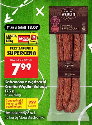 Kabanosy z wędzarni Kraina Wędlin Select promocja w Biedronka