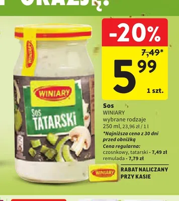 Sos Winiary czosnkowy promocja w Intermarche