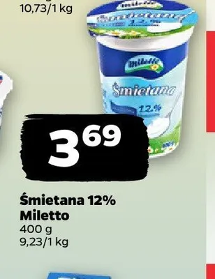 Śmietana 12% Miletto promocja w Netto