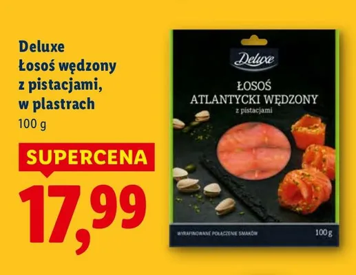 Łosoś wędzon z pistacjami, w plastrach promocja w Lidl