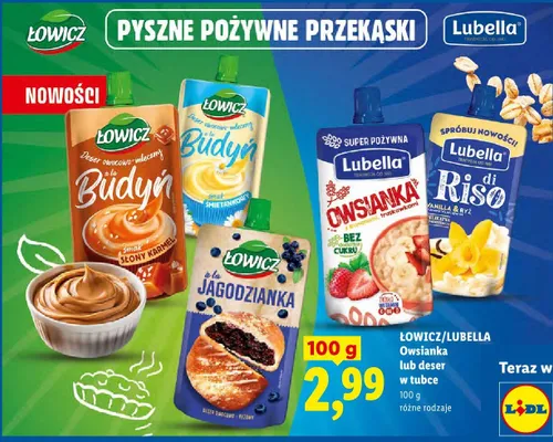 Owsianka lub deser w tubce promocja w Lidl