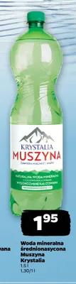 Woda mineralna gazowana średnionasycona Muszyna Krystalia promocja w Netto