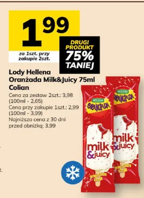Lody Hellena Oranżada Milk&Juicy Colian promocja w Hitpol