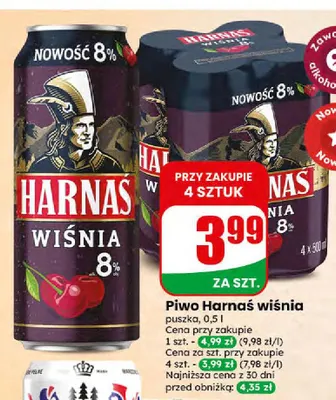 Piwo Harnaś wiśnia promocja w Dino