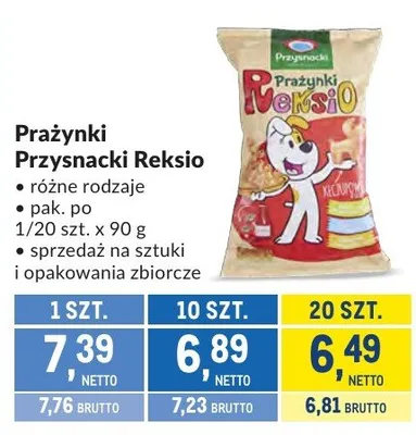 Prażynki Przysnacki Reksio różne rodzaje promocja w Makro