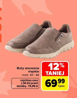 Buty wsuwane męskie promocja w Carrefour