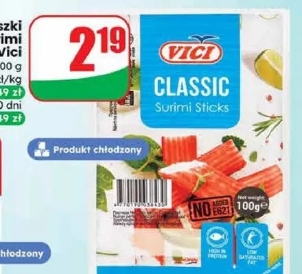 Paluszki krabowe Surimi Classic  promocja w Dino