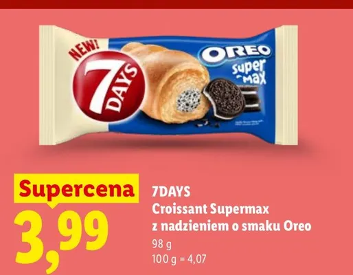 Croissant 7Days Supermax z nadzieniem o smaku Oreo promocja w Lidl