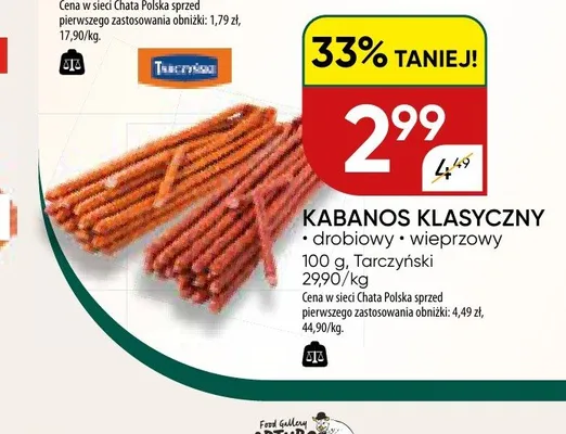 Kabanos Klasyczny drobiowy Tarczyński promocja w Chata Polska