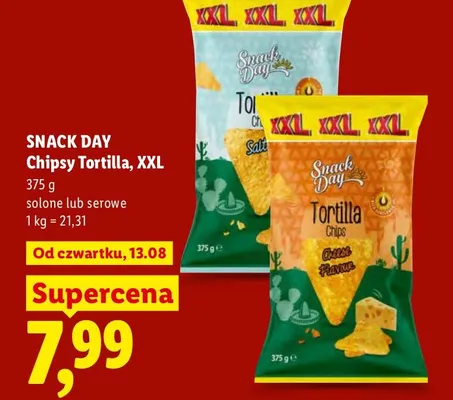 Chipsy Tortilla solone XXL Snack Day promocja w Lidl