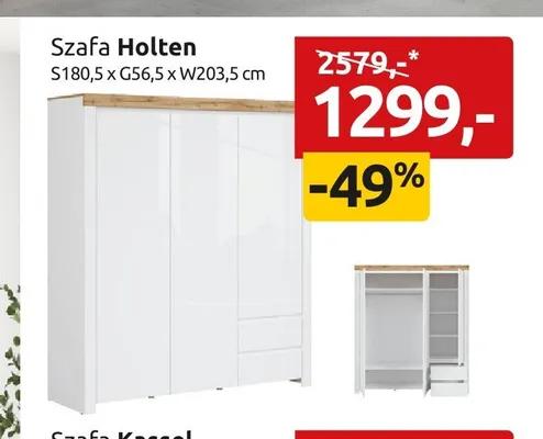 Szafa Holten S180,5xG56,5xW203,5cm promocja w Black Red White
