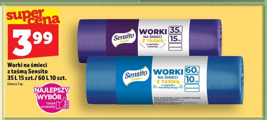 Worki na śmieci z taśmą Sensito 35 l promocja w TOPAZ