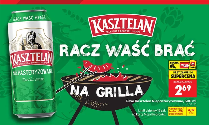 Piwo Kasztelan Niepasteryzowane promocja w Biedronka