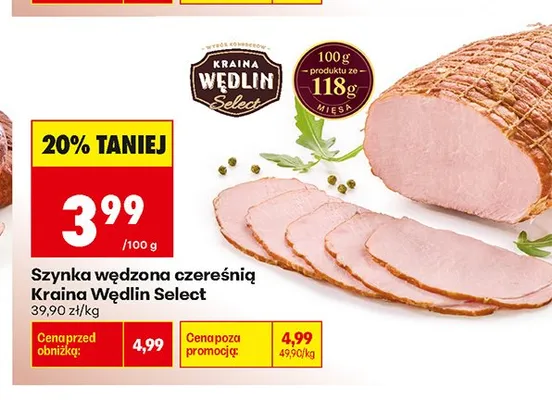 Szynka wędzona czereśnią Kraina Wędlin Select promocja w Biedronka