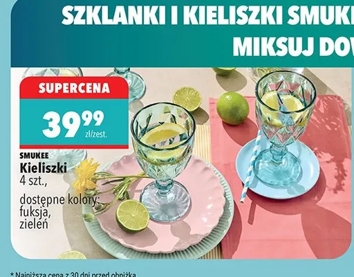 Kieliszki 4 szt., dostępne kolory: fuksja, zieleń promocja w Biedronka