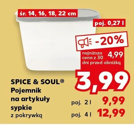 Pojemnik na artykuły sypkie Spice & Soul z pokrywką 2l promocja w Kaufland
